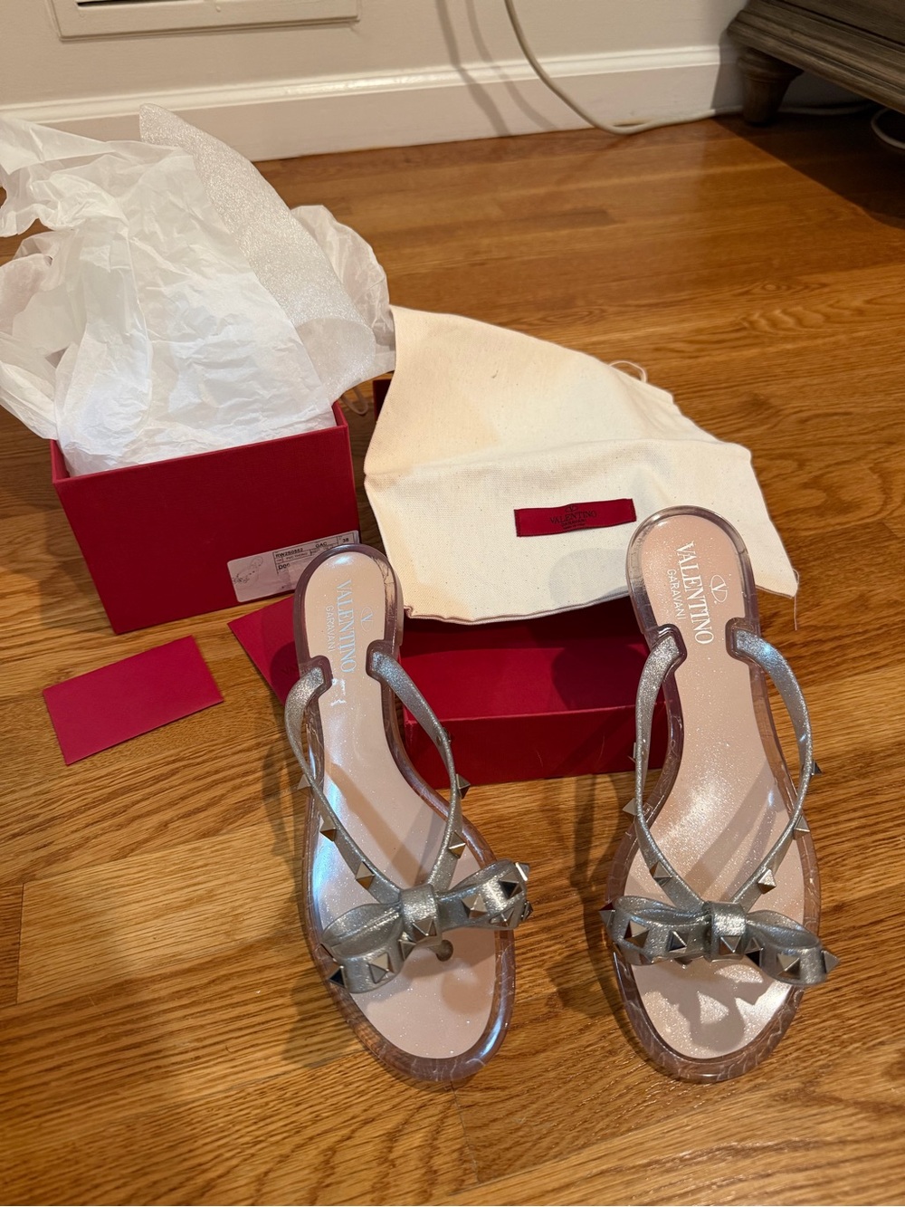 Valentino Silver PVC Sandals- gently worn